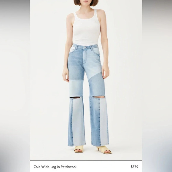 DL1961 KSENIA SCHNAIDER Zoie Wide Leg Patch Work Relax Vintage Size 28 - Picture 16 of 16